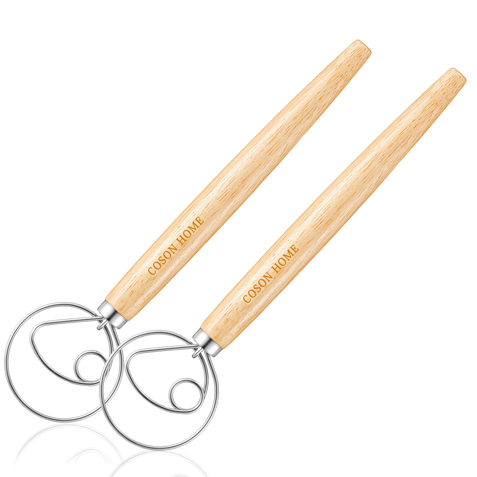 Coson Home Danish dough whisk with wooden handle for smooth mixing