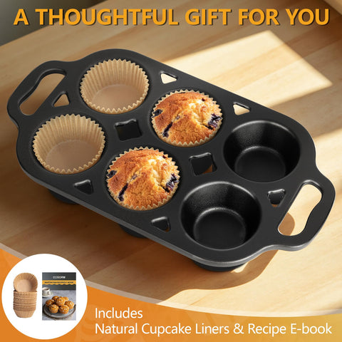 COSORM muffin pan interior showing even heat distribution for crusty muffins