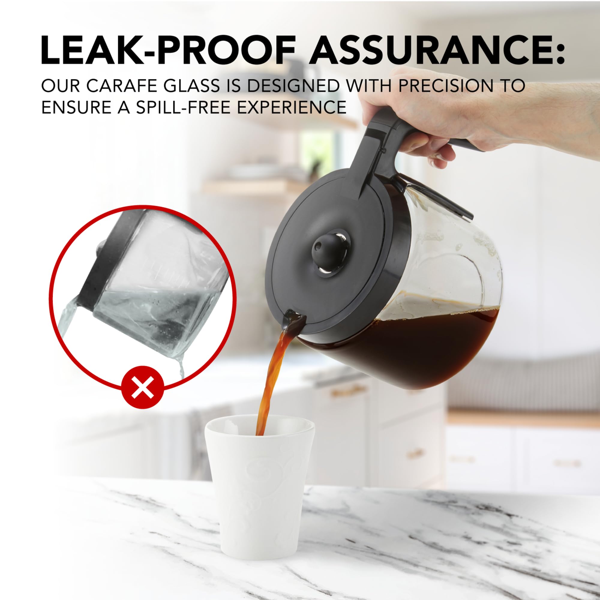 COSPARX 12-cup carafe sturdy-handle offers comfortable daily use.