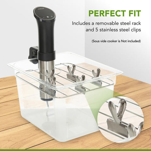 COSPARX stainless steel clips securing rack and lid during cooking