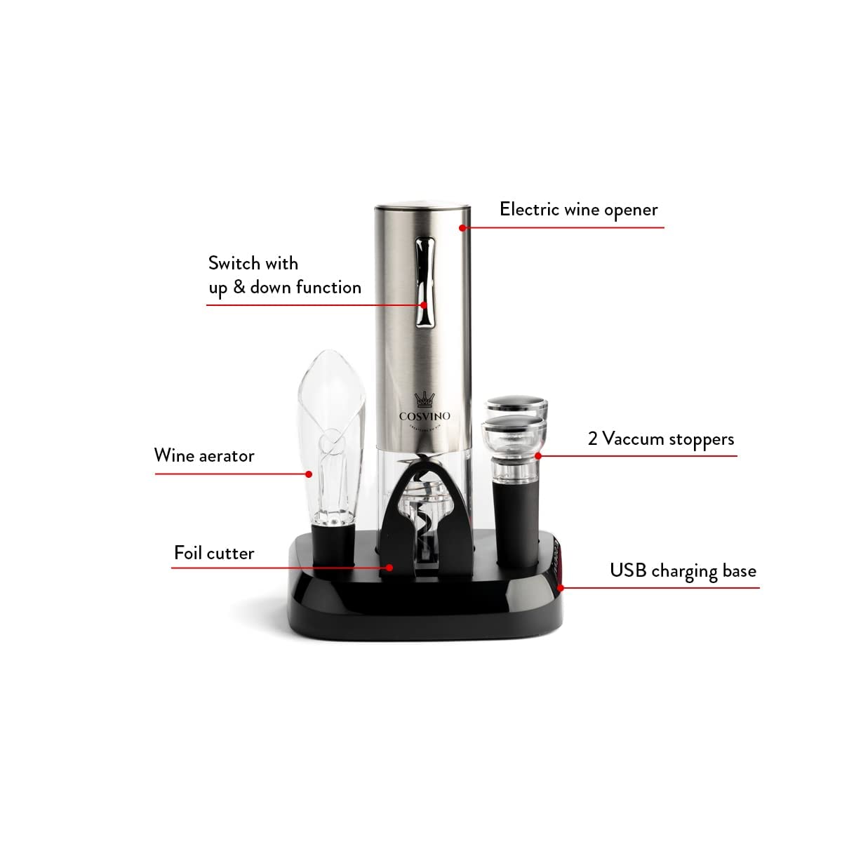 COSVINO aerator and pourer for enhanced aroma and smooth pouring