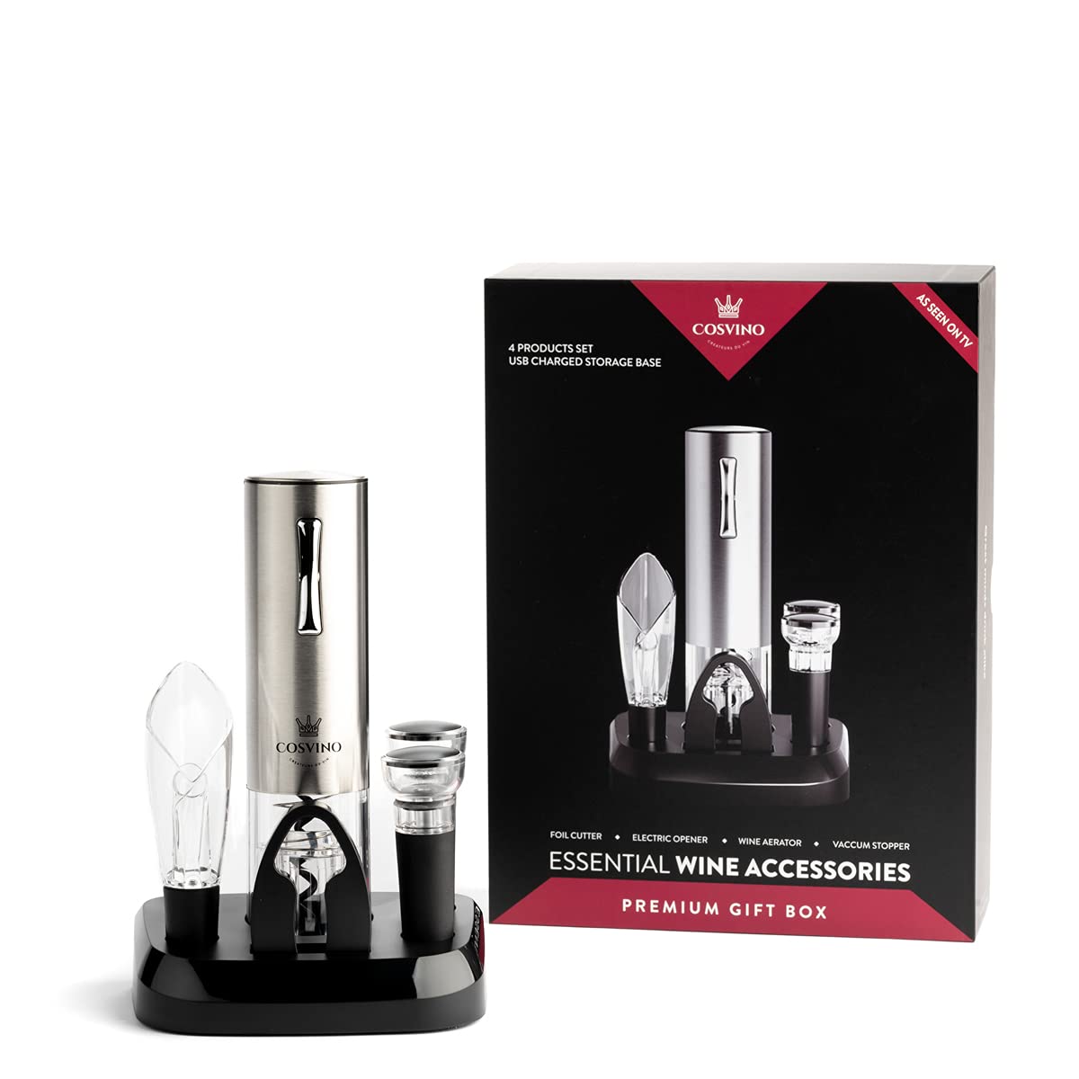 COSVINO electric wine bottle opener with a sleek design for quick cork removal