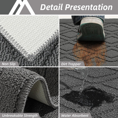 COSY HOMEER 30x20 inch mats in grey fit compact spaces with non-slip grip.