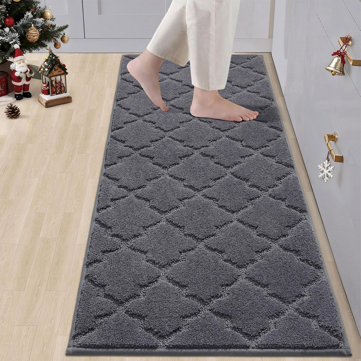 COSY HOMEER soft kitchen floor mat beside the sink absorbing water and splashes.