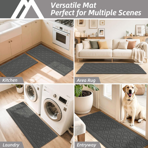 COSY HOMEER washable kitchen mats in grey protect floors from spills.