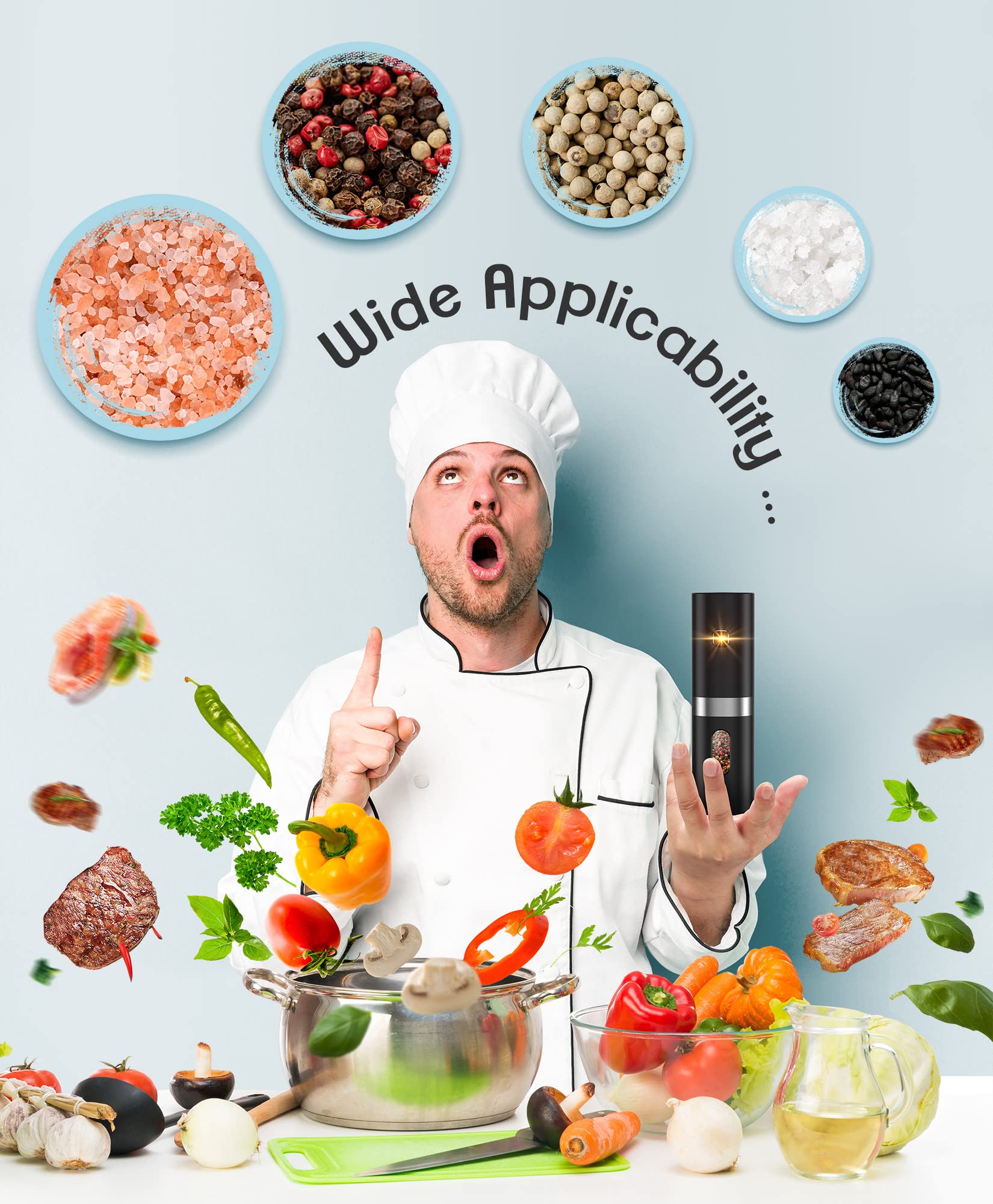 COSYAIREY grinder compatible with salt, pepper, and more