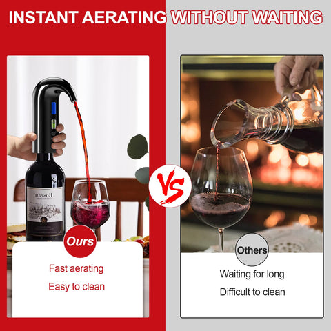 Cosyall electric wine aerator one-touch use demonstrates simple operation.