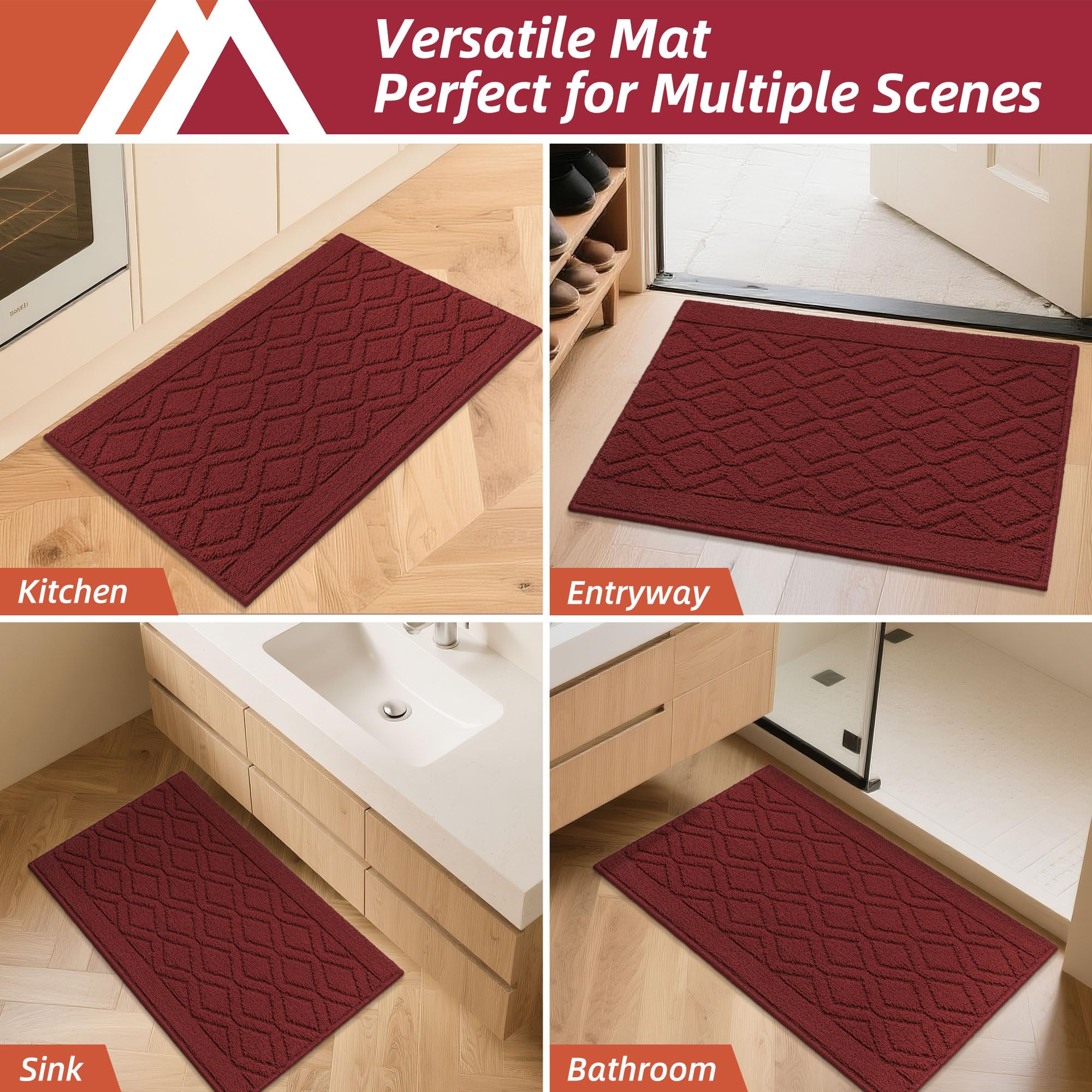 COSY HOMEER red kitchen mat adds color and practical protection to floors.