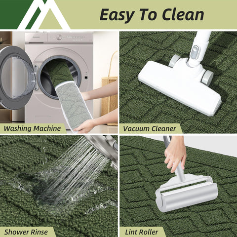 COSY HOMEER green underside grip prevents mat movement on slick floors.