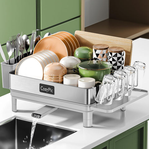 CosyPic dish drying rack assembly shows quick setup for organized countertops.
