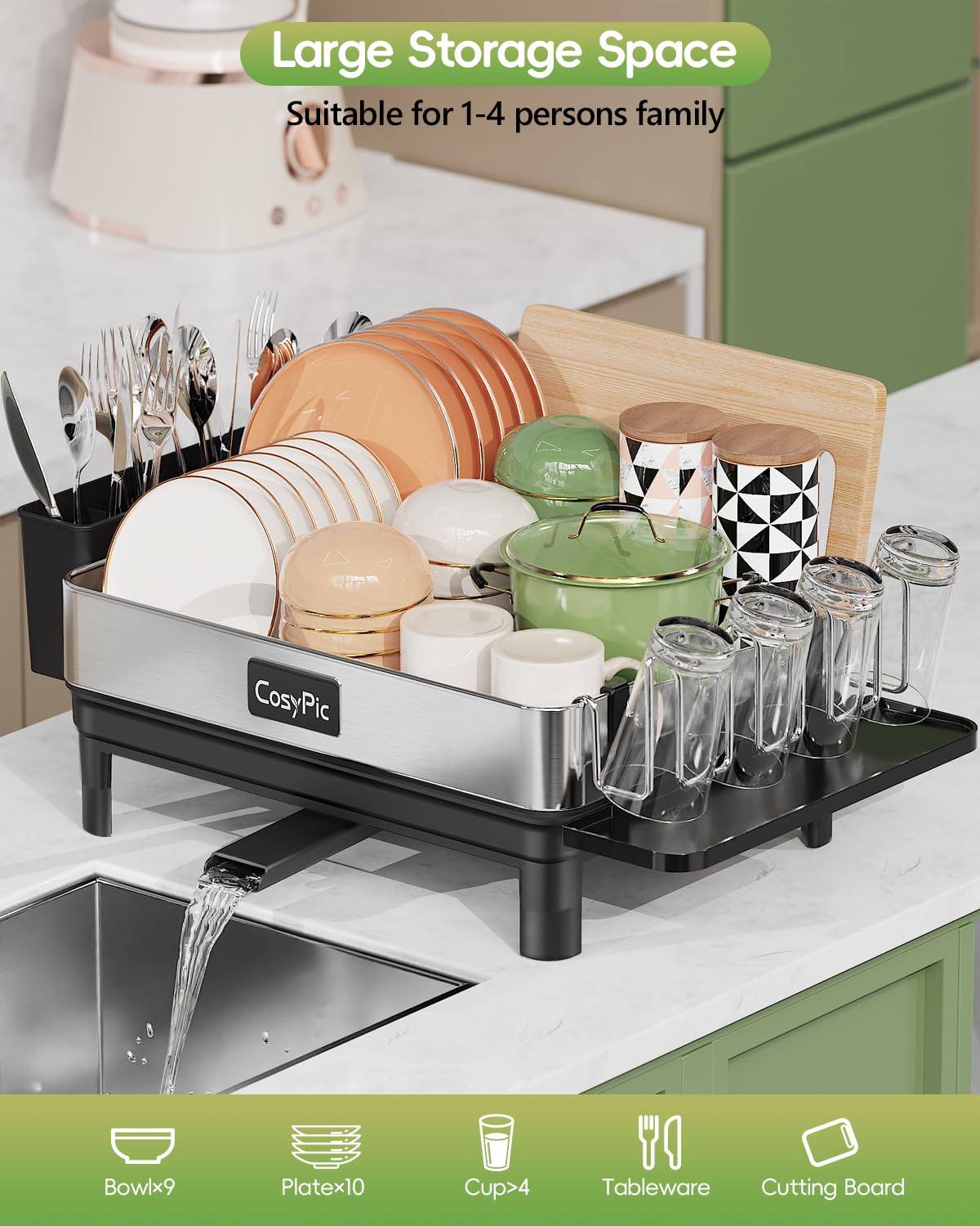 CosyPic rack helps keep countertops organized and tidy.