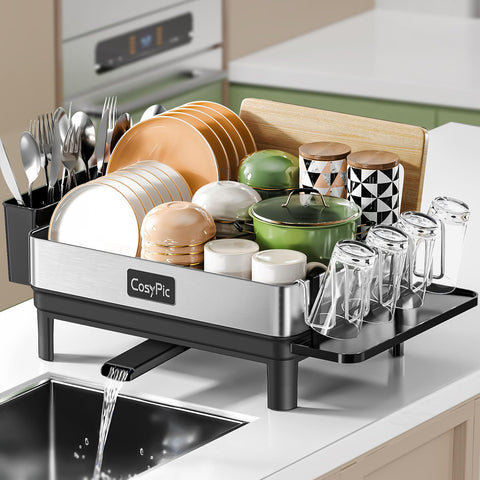 CosyPic dish rack in 304 stainless resists rust for durable use.