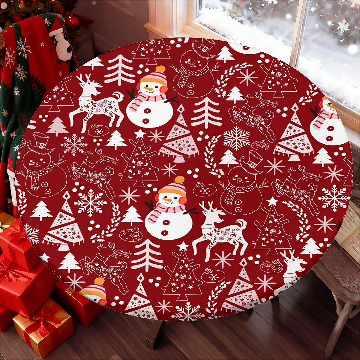 COTAIL round tablecloth with elastic edge fitting a 60-inch table securely
