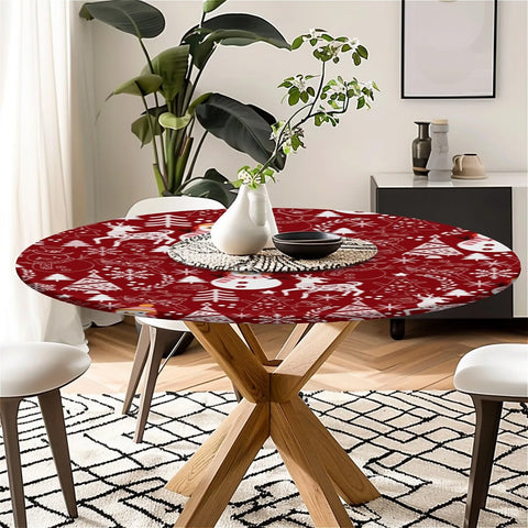 Winter party setup with COTAIL snowman design round tablecloth