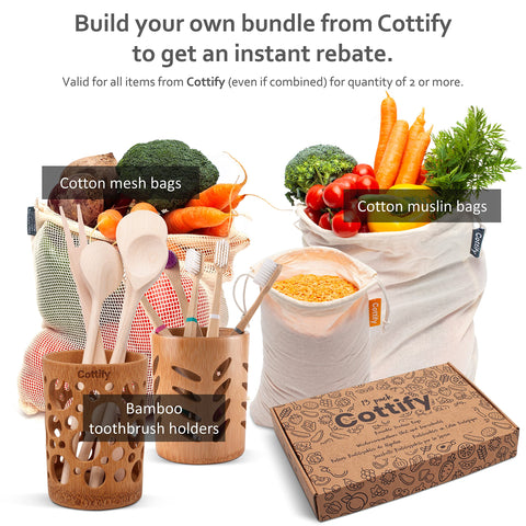 Portable Cottify mesh bags used for fruits and vegetables during travel.