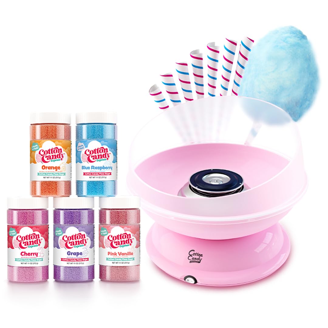 Cotton Candy Express CC1000-S machine on, ready for home party treats.
