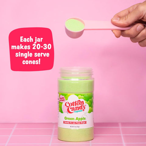 Cotton Candy Express orange floss sugar jar ideal for backyard parties and snacks.