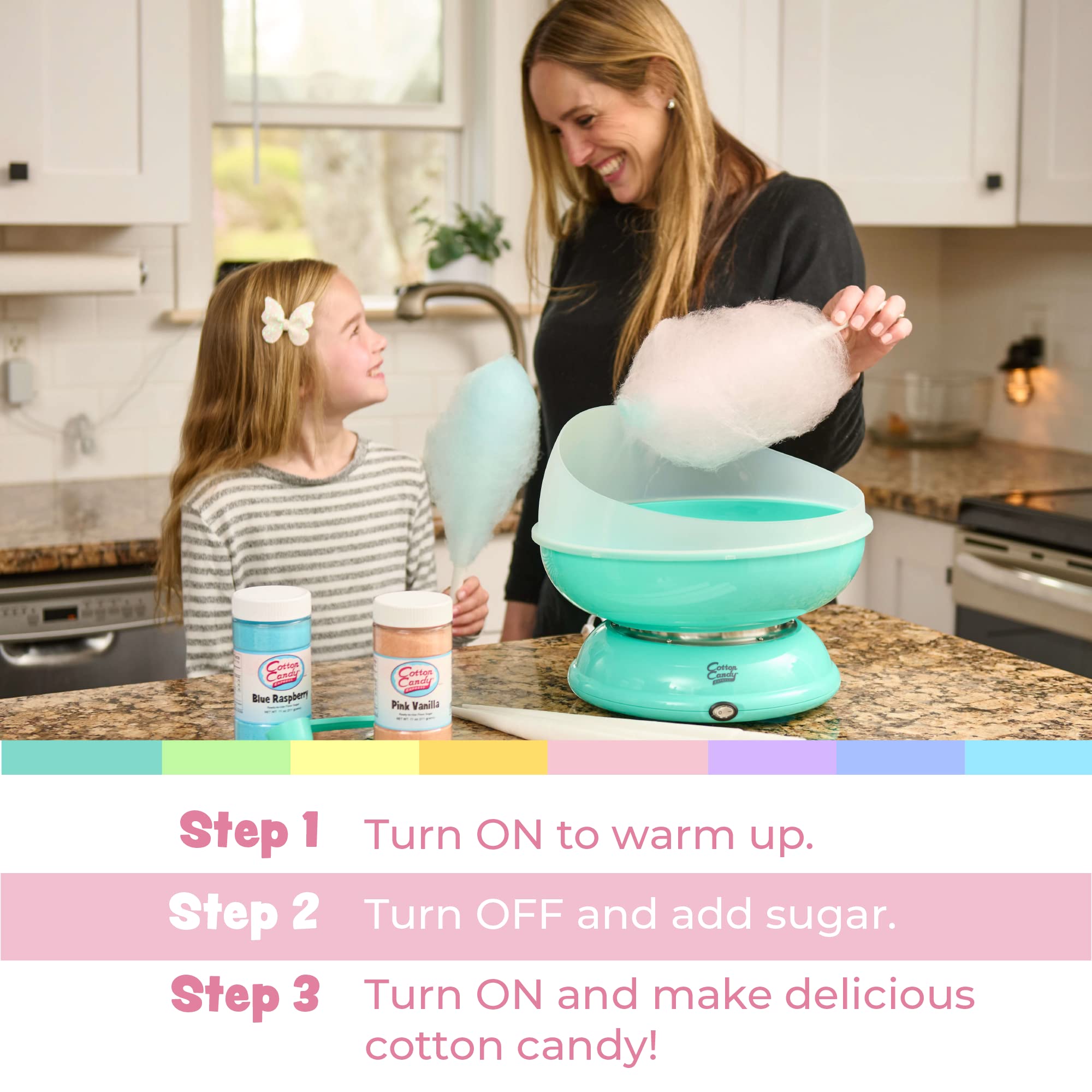Cotton Candy Express cones for neat servings of floss sugar.