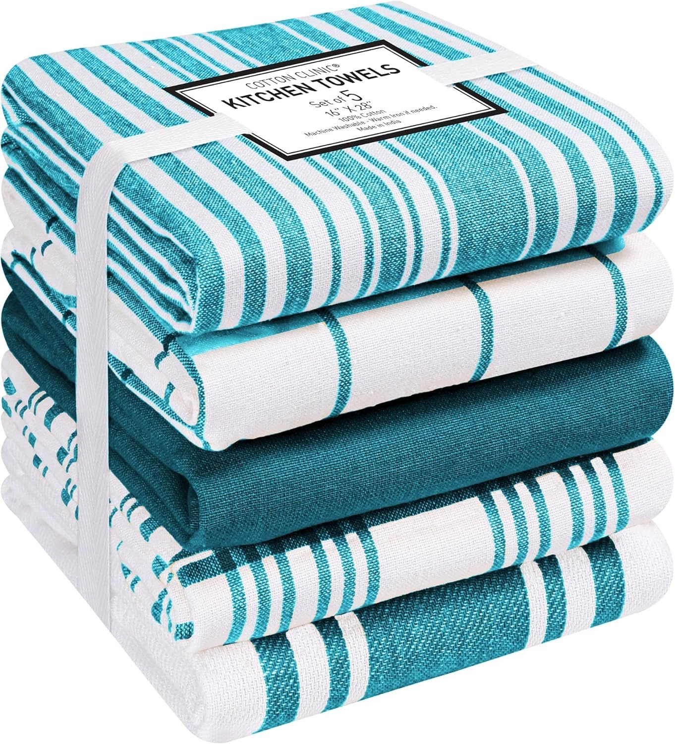 Cotton Clinic assorted towels front view highlighting absorbent kitchen drying capability