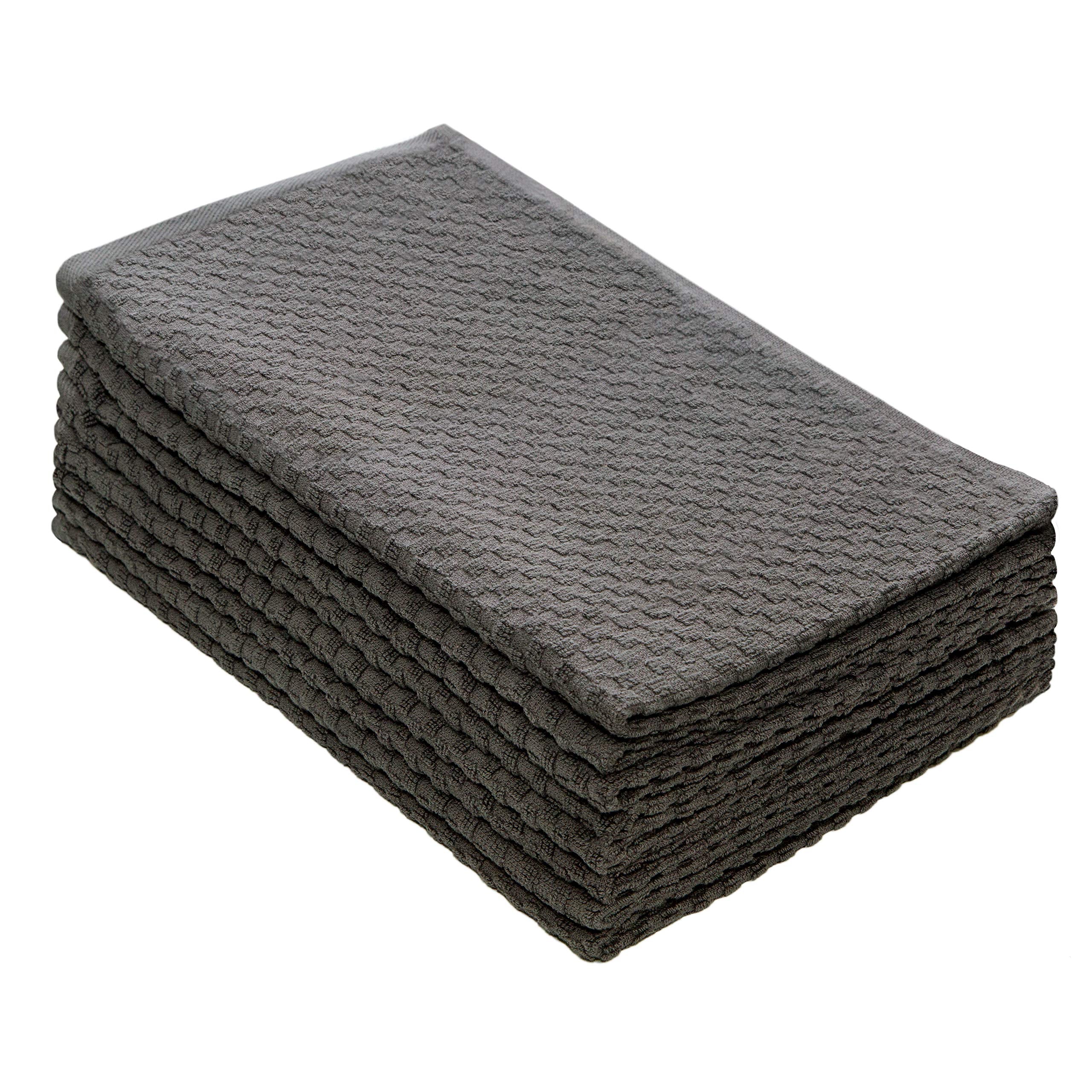 COTTON CRAFT Amazing Kitchen Towels charcoal eight-pack for everyday cleaning.