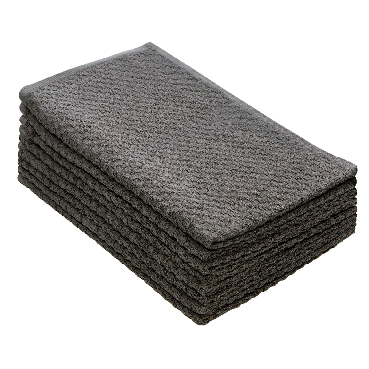 COTTON CRAFT Amazing Kitchen Towels charcoal eight-pack for everyday cleaning.