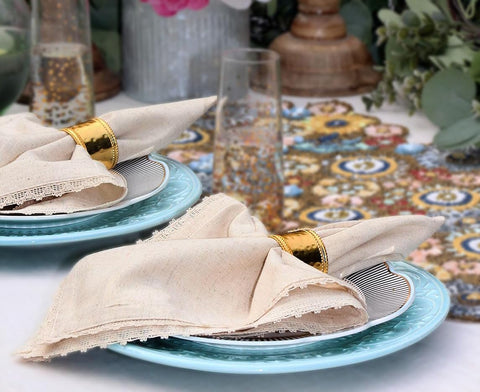 COTTON CRAFT Delilah linen napkins on dining table during fall harvest meals