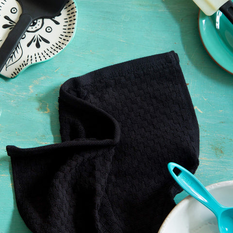 Cotton Craft Euro Cafe towel 2-ply cotton ensures durability during tasks.