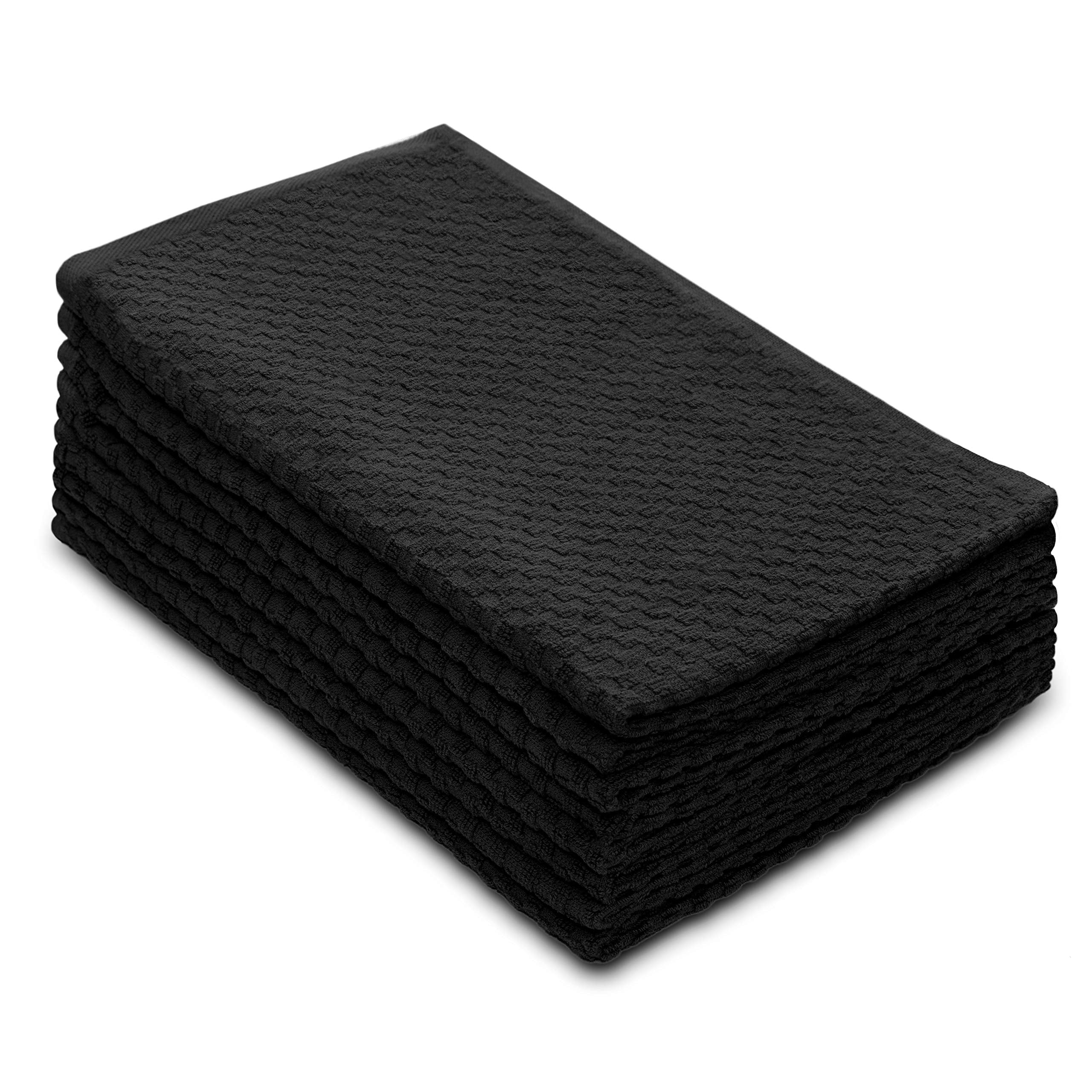 Cotton Craft Euro Cafe towel black 16x28 for dish drying and quick cleanup.