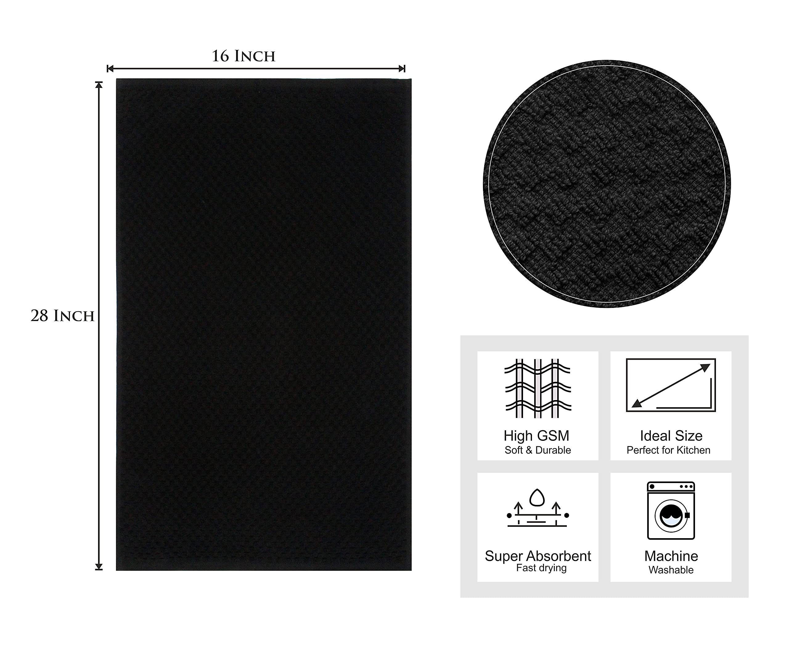 Cotton Craft Euro Cafe towel black 16x28 shown in a modern kitchen display.