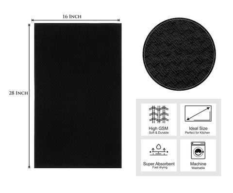 Cotton Craft Euro Cafe towel black 16x28 shown in a modern kitchen display.