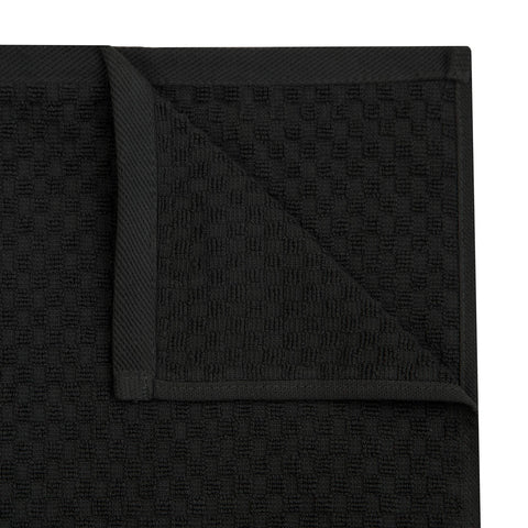Cotton Craft Euro Cafe towel in black 16x28 ready for hand drying and prep.