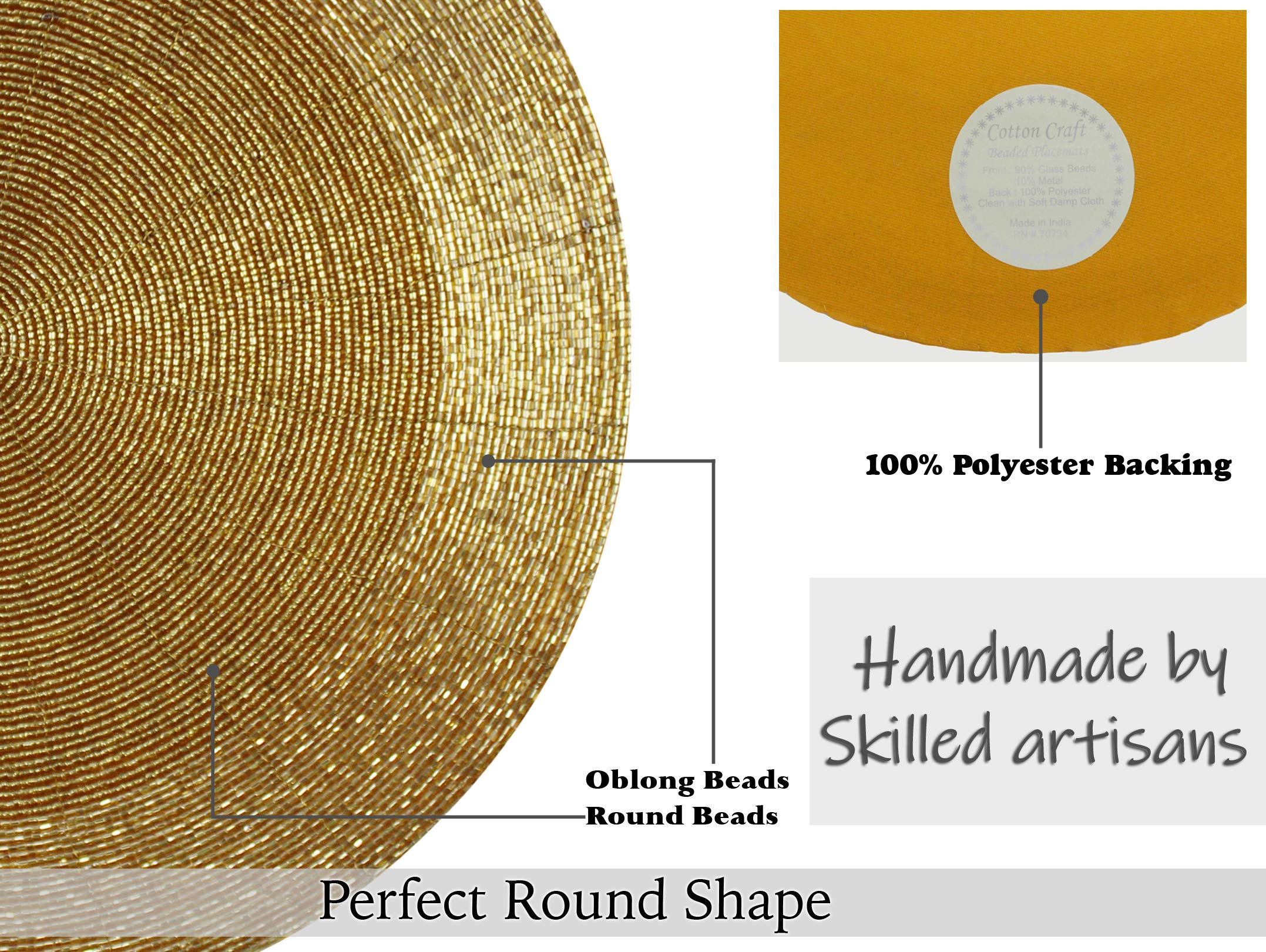 Cotton Craft Glitz beaded charger placemats with gold beads for table sparkle