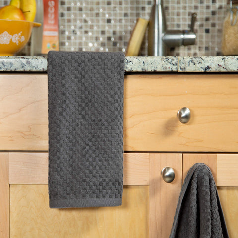 COTTON CRAFT towels quick-dry charcoal ideal for busy kitchens.
