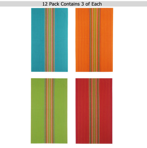 COTTON CRAFT Salsa Stripe towel absorbs moisture for restaurant-grade drying.