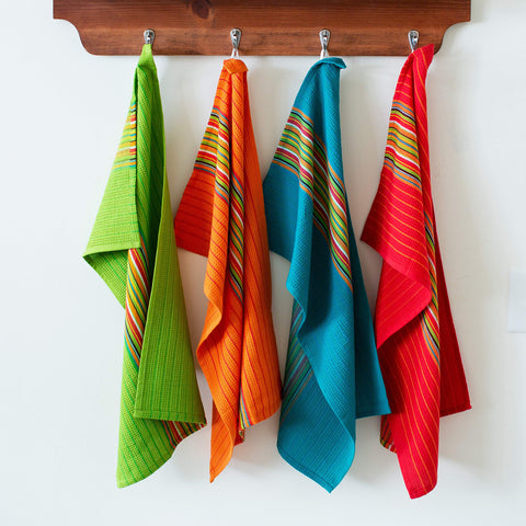 COTTON CRAFT Salsa Stripe towels brighten counters during prep.