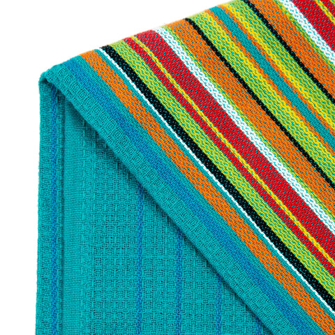 COTTON CRAFT Salsa Stripe kitchen towel handles hot pans with ease.