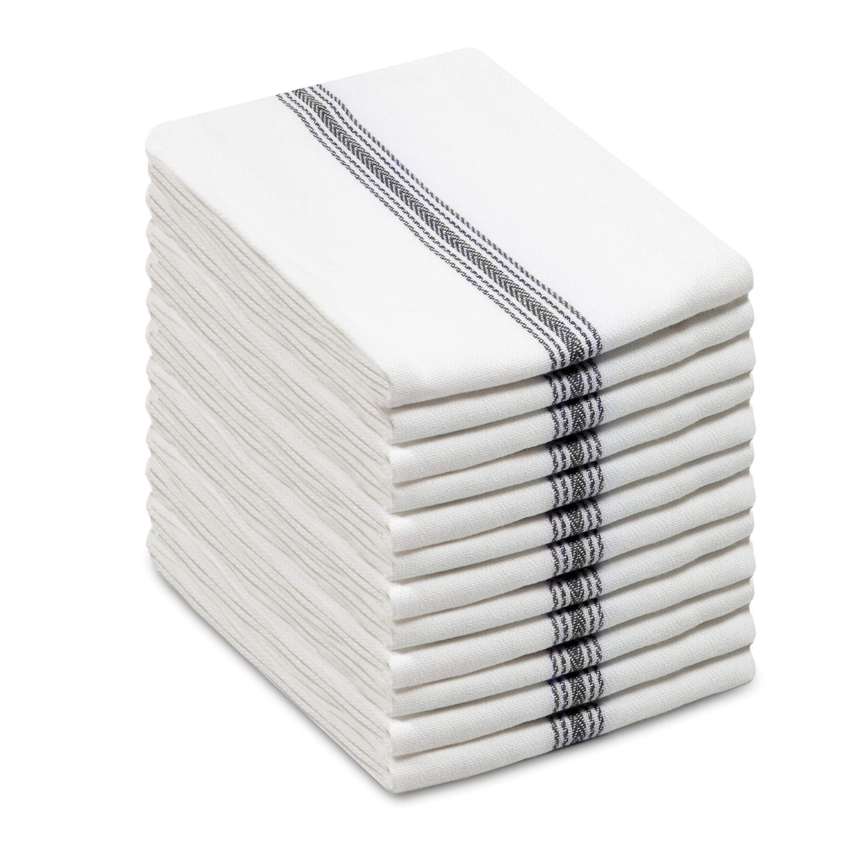 Cotton Craft Scandia Stripe towel folded, showing a durable, absorbent kitchen essential.