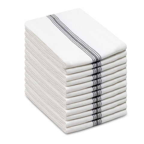Cotton Craft Scandia Stripe towel folded, showing a durable, absorbent kitchen essential.