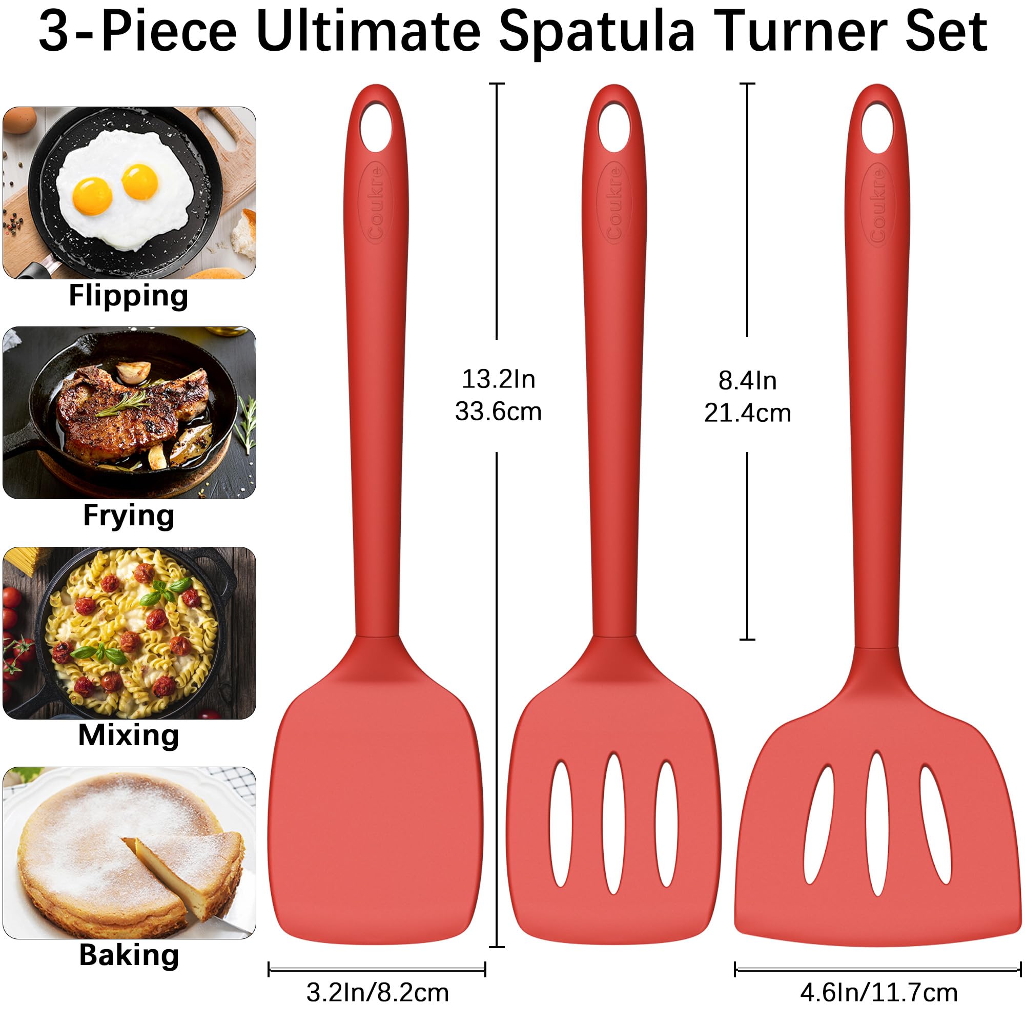 Coukre large fish spatula in action for flipping