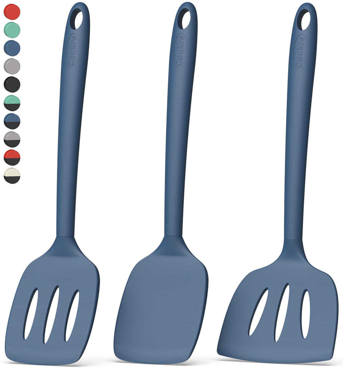 Coukre 3-pack large fish spatula lifts delicate fillets without sticking
