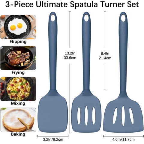 Coukre 3-pack slotted spatula drains liquid while flipping foods