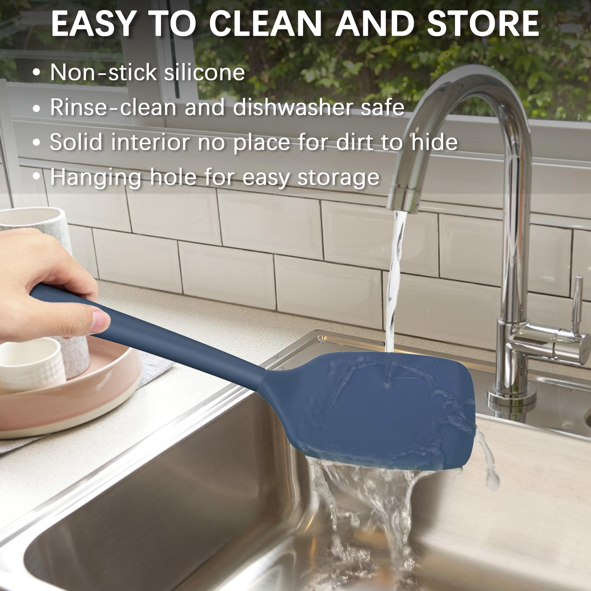 Coukre dishwasher-safe silicone spatula cleans quickly after cooking.