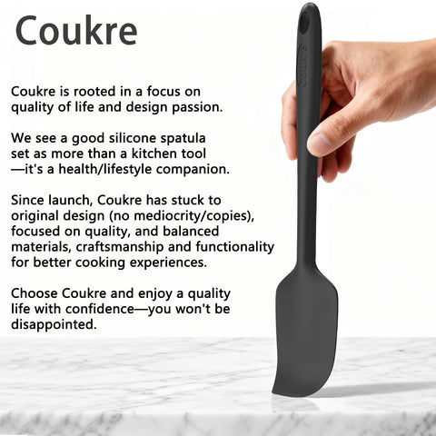 Coukre silicone spatula set, dishwasher safe, easy to clean and maintain