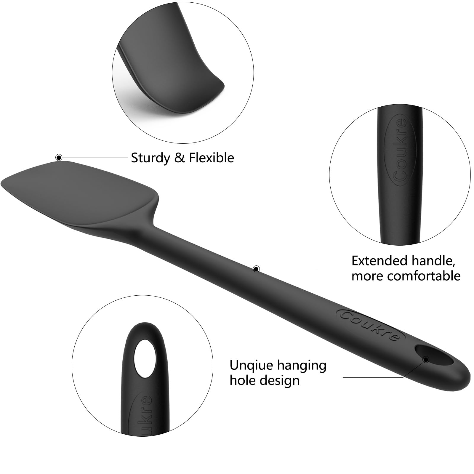 Coukre silicone spatula set, large scoop spatula, lifts batter smoothly