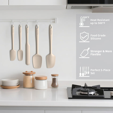 Coukre silicone spatula set, small scoop spatula, reaches deep bowls without scratching