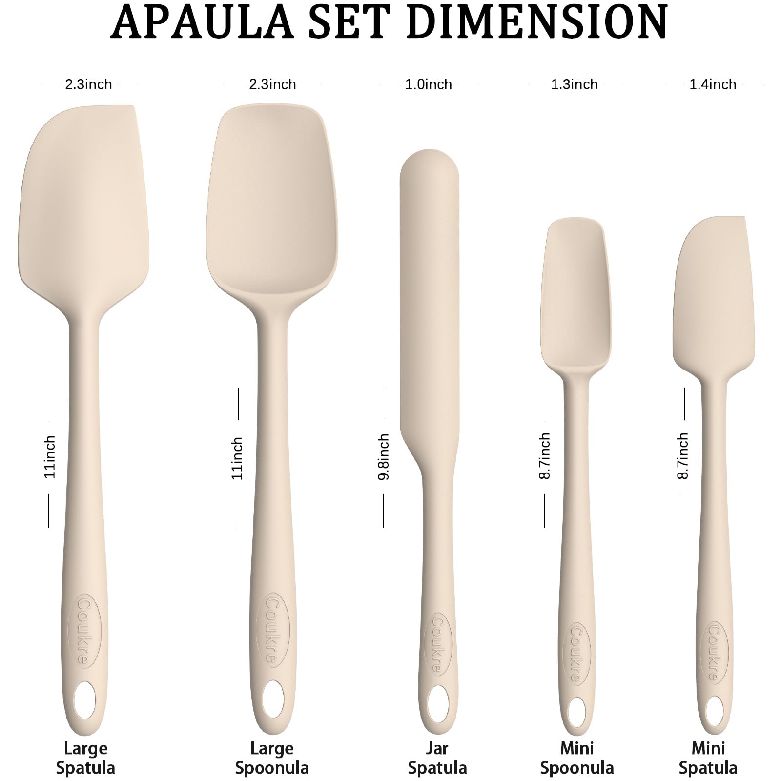 Coukre silicone spatula set, small spatula, perfect for precise stirring in small bowls