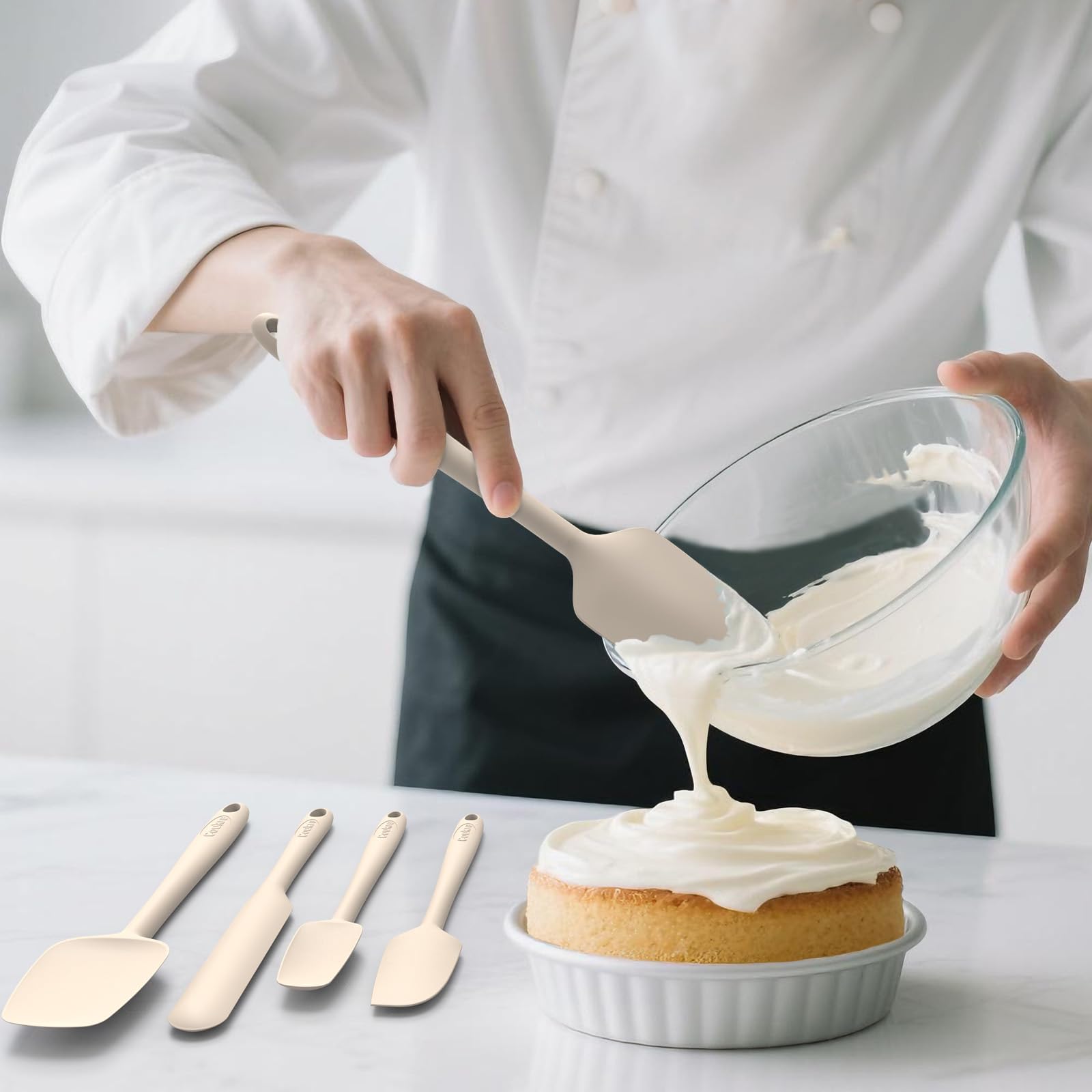 Coukre silicone spatula set, straight spatula, versatile for sauces and spreads
