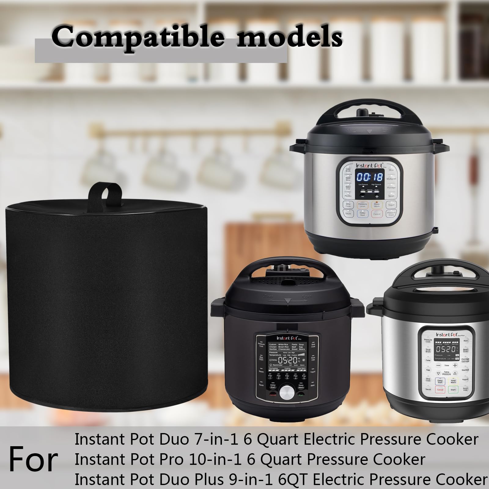 CouldyCasi dust cover for Instant Pot 6 Qt, side fit guards against spills and grime.