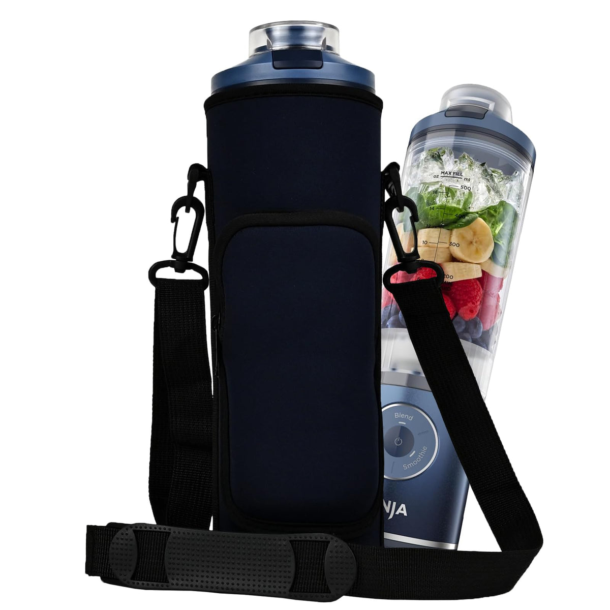 CouldyCasi portable blender sleeve front view protects Ninja Blast Max on the go