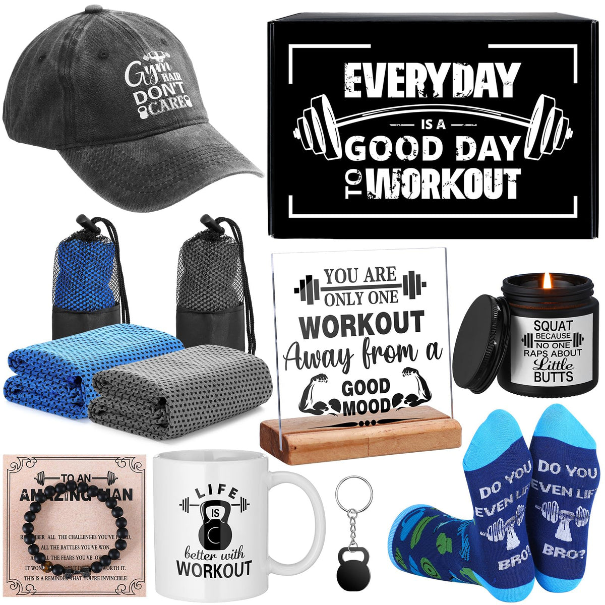 Coume 11-pcs gym gifts keychain motivates workouts and daily routines.